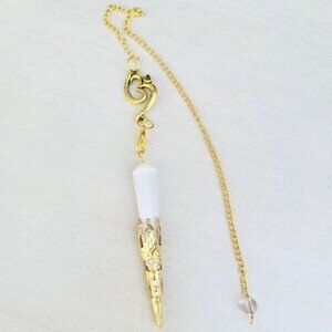 Selenite ✦ 14K Gold-Dipped Pendulum ✦ Crown Chakra Activation Spiritual Clarity